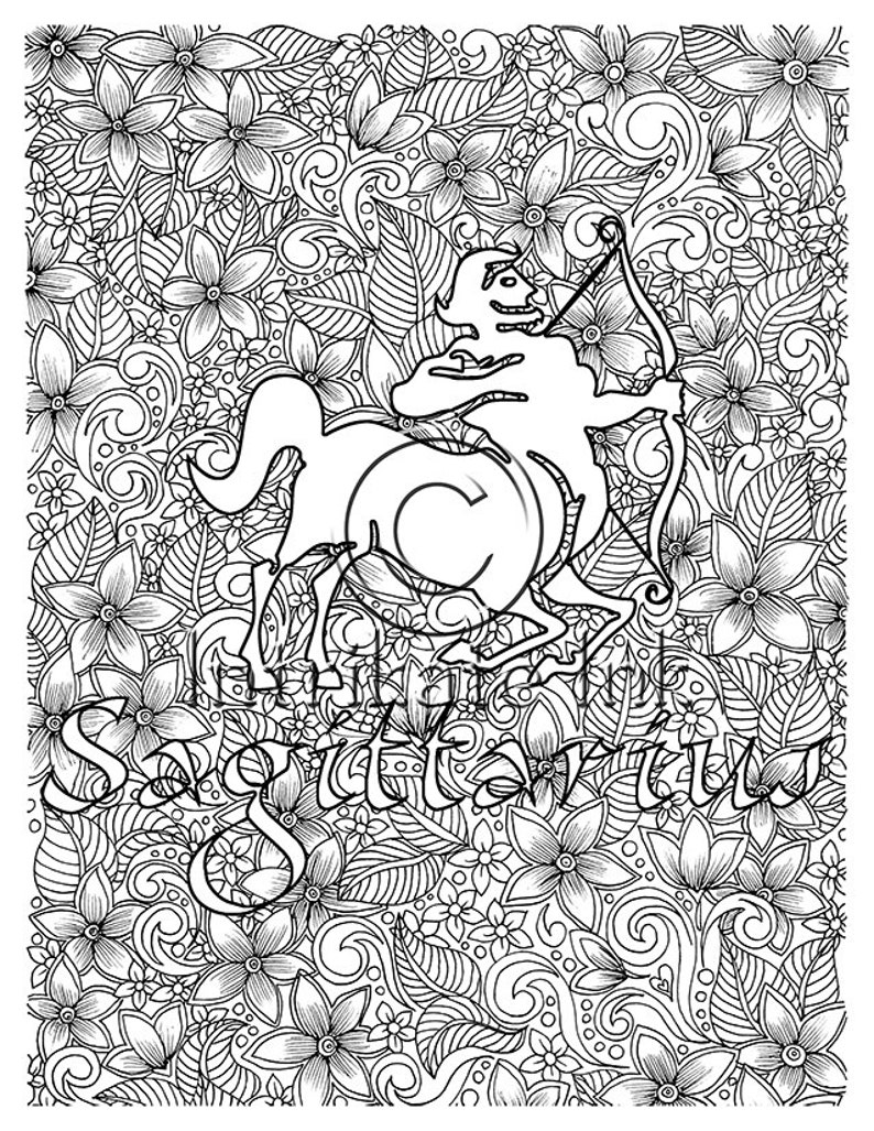 Download Sagittarius Coloring Page Zodiac Sign Birtday Month | Etsy
