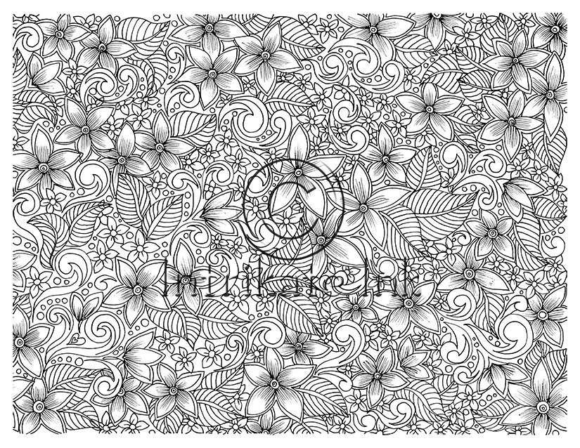 Flower Pattern Colouring Page 2 Instant Download | Etsy