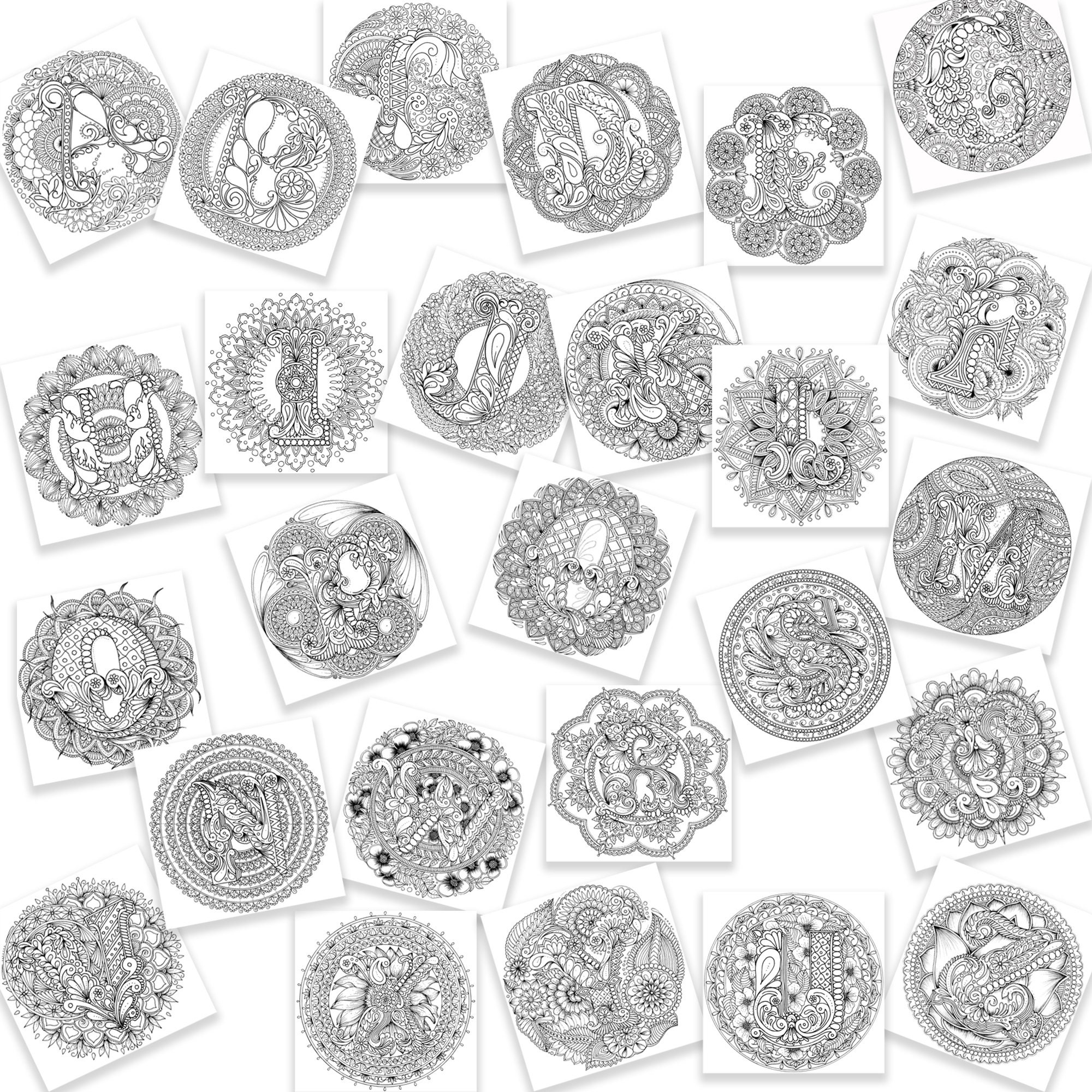 Alphabet Mandala Coloring Book Alphabet Coloring Coloring | Etsy