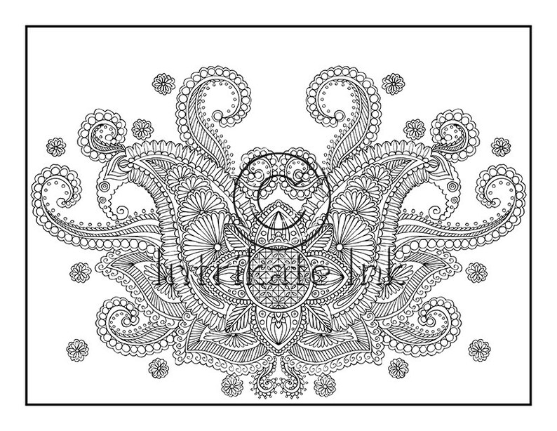 Paisley Coloring Page 11 Instant Download heena doodle | Etsy