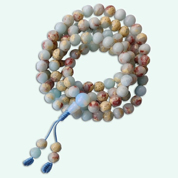 Imperial Jasper Mala: Handcrafted 108 Bead Prayer Necklace