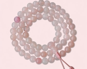 Rose Quartz Mala – 108 Bead Meditation Necklace Handcrafted in Nepal