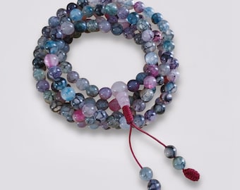 Himalayan Harmony Agate Mala Necklace 108 Bead Meditation & Prayer Beads Handcrafted in Nepal