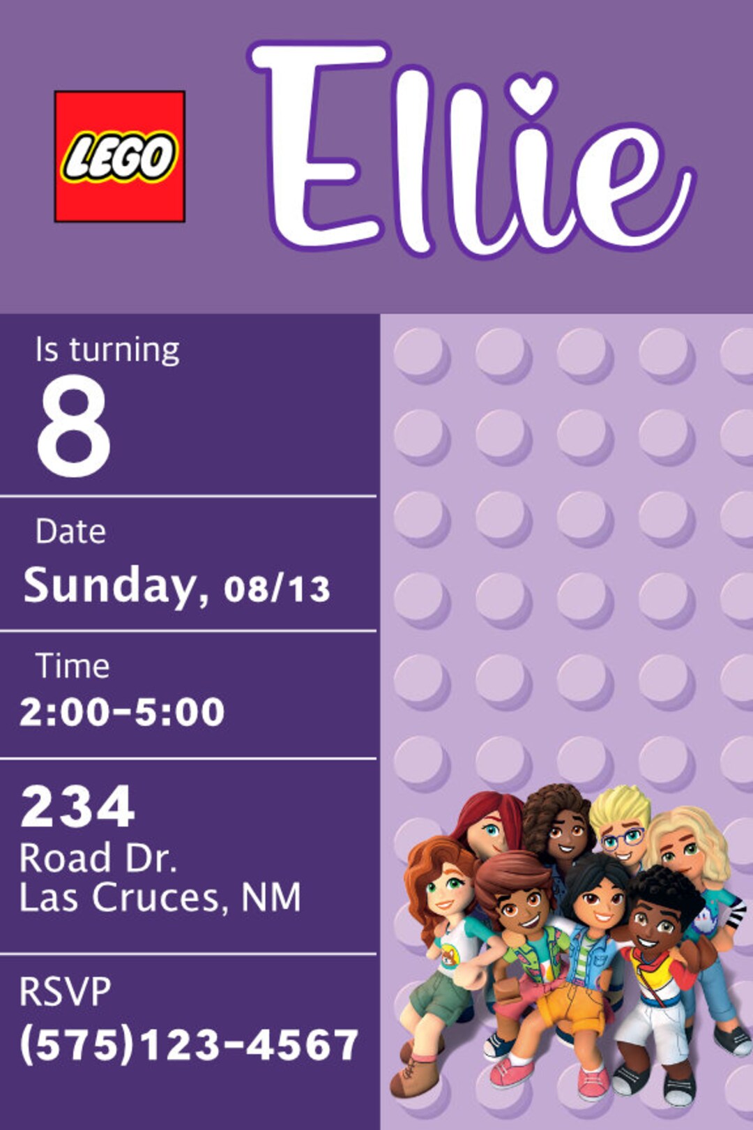 Lego Friends Birthday Invitation - Etsy