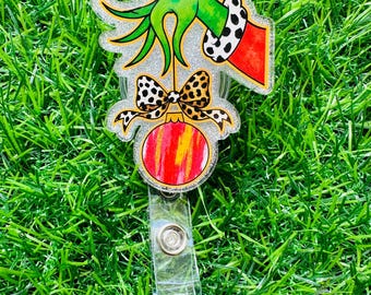 Ornament Badge Reel, ID Clip, ID Holder, Retractable Badge Reel, Nurse ID Holder, Badge Reel, Christmas, Ornament, Mean One