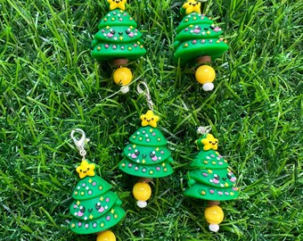 Beaded Badge Reel Charm, Badge Reel Charm, Bubblegum Beads, Badge Reel Accessories, Christmas Tree Beads, Bead Charm