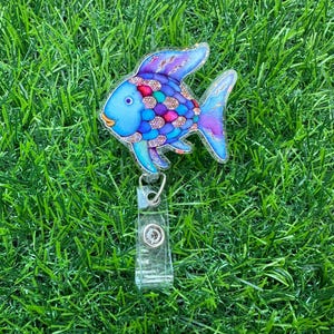 Pretty Fish Badge Reel, ID Clip, ID Holder, Retractable Badge Reel, Nurse ID Holder, Badge Reel, Nurse Badge Reel, Fish Badge Reel