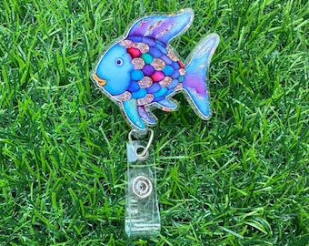 Pretty Fish Badge Reel, ID Clip, ID Holder, Retractable Badge Reel, Nurse ID Holder, Badge Reel, Nurse Badge Reel, Fish Badge Reel