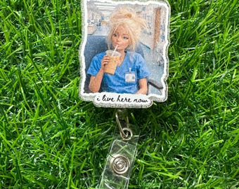 I Live Here Now Badge Reel, ID Clip, ID Holder, Retractable Badge Reel, Nurse ID Holder, Badge Reel, Nurse Badge Reels