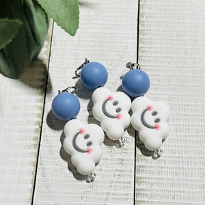 Beaded Badge Reel Charm, Badge Reel Charm, Bubblegum Beads, Badge Reel Accessories, Cloud Beads, Cloud