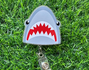 Shark Badge Reel, ID Clip, ID Holder, Retractable Badge Reel, Nurse ID Holder, Badge Reel, Shark
