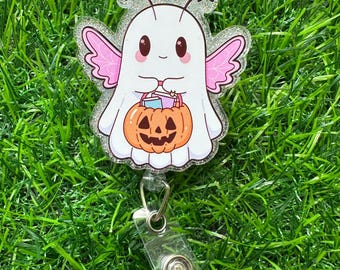Fairy Ghost Badge Reel, ID Clip, ID Holder, Retractable Badge Reel, Nurse ID Holder, Badge Reel, Halloween, Halloween Badge Reel, Ghost