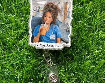 I Live Here Now Badge Reel, ID Clip, ID Holder, Retractable Badge Reel, Nurse ID Holder, Badge Reel, Nurse Badge Reels