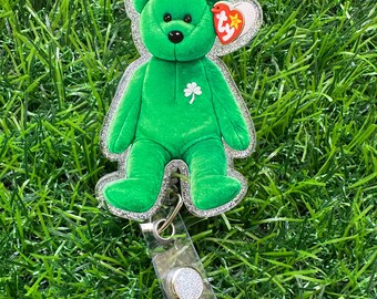 Green Bear Badge Reel, ID Clip, ID Holder, Retractable Badge Reel, Nurse ID Holder, Badge Reel, Nurse Badge Reel, Bear Badge Reel