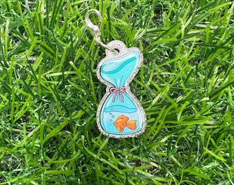 Badge Reel Charm, Badge Reel Accessory, Fish, Fish Charm, Goldfish Charm