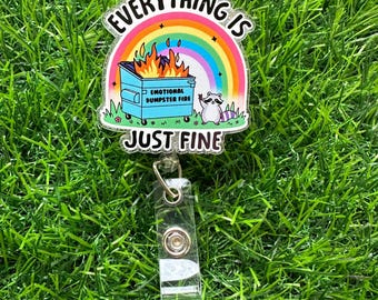 Fine Raccoon Badge Reel, ID Clip, ID Holder, Retractable Badge Reel, Nurse ID Holder, Badge Reel, Dumpster Fire, Racoon