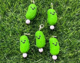 Beaded Badge Reel Charm, Badge Reel Charm, Bubblegum Beads, Badge Reel Accessories, Pickle Beads, Bead Charm