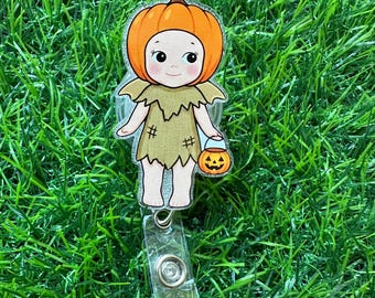 Pumpkin Baby Badge Reel, ID Clip, ID Holder, Retractable Badge Reel, Nurse ID Holder, Badge Reel, Halloween, Halloween Badge Reel, Pumpkin