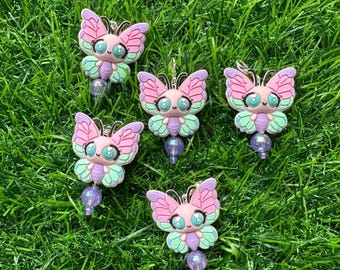 Beaded Badge Reel Charm, Badge Reel Charm, Bubblegum Beads, Badge Reel Accessories, Butterfly Beads, Bead Charm