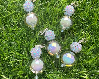 Beaded Badge Reel Charm, Badge Reel Charm, Bubblegum Beads, Badge Reel Accessories, Rainbow Beads, Bead Charm