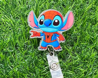 Blue Alien Badge Reel, ID Clip, ID Holder, Retractable Badge Reel, Nurse ID Holder, Badge Reel, Nurse Badge Reel, Spider