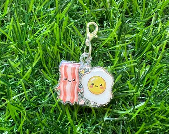 Badge Reel Charm, Badge Reel Accessory, Cute Bacon, Bacon & Eggs Charm, Cute Charm