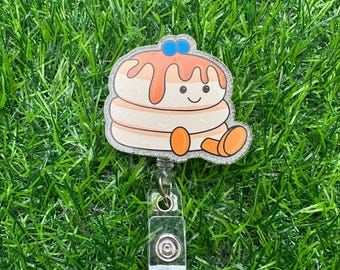 Pancakes Badge Reel, ID Clip, ID Holder, Retractable Badge Reel, Nurse ID Holder, Badge Reel, Cute Pancakes