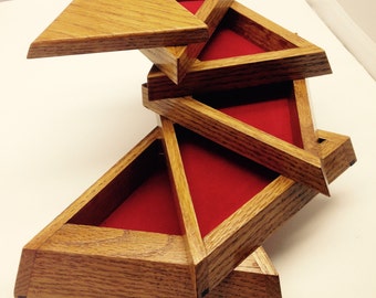 Unique en bois fait à la main Triangle Bijoux / Bibelot boîte