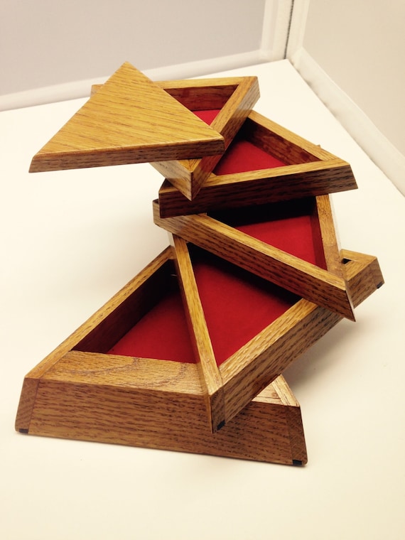 Unique Wooden Handmade Triangle Jewelry trinket Box Etsy Ireland