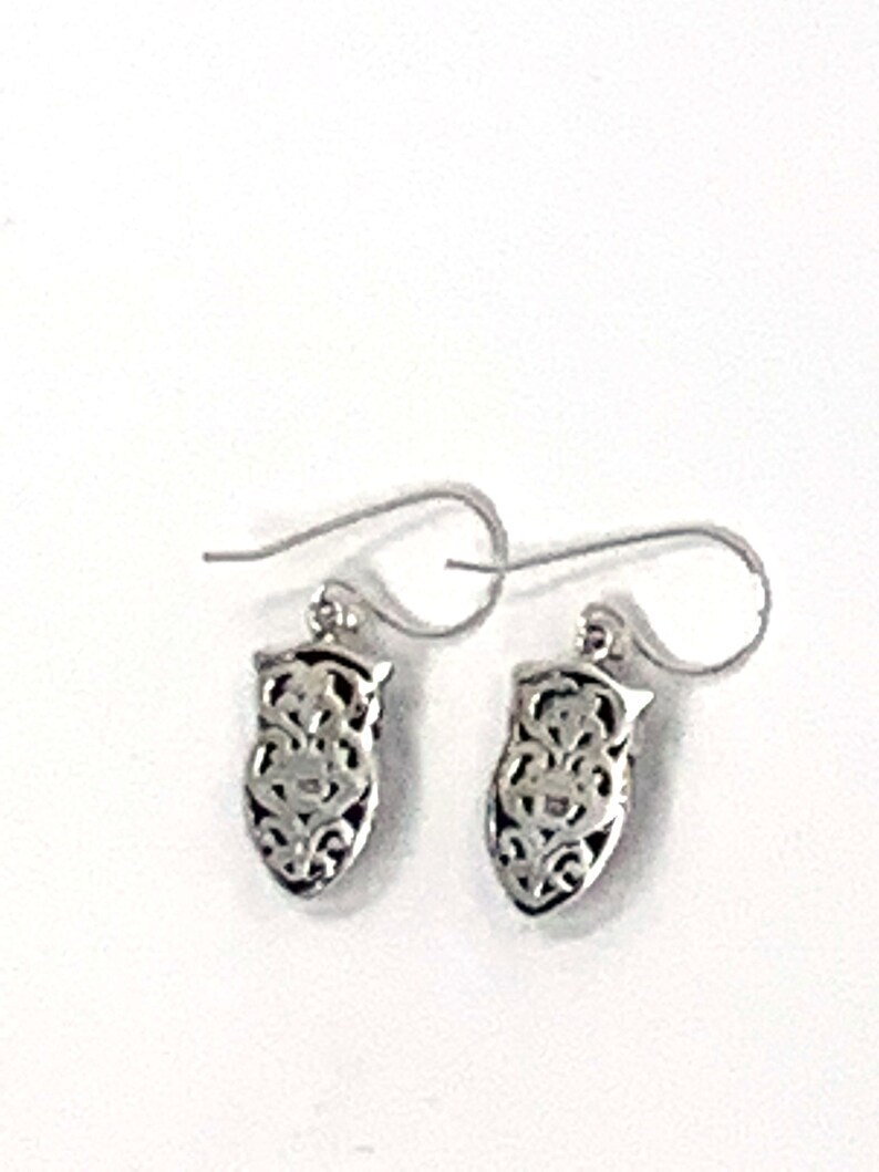 Sterling Silver Owl Dangling Earrings 1.25 Long and 0.40 Wide Weigh 4.20 Grams