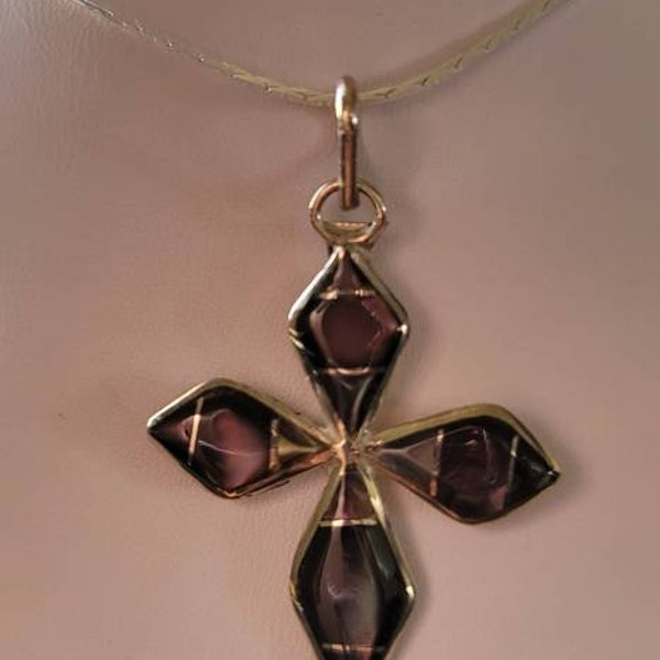 Zuni Pueblo Indian black mother-of-pearl cross sterling, comes with a 20 inch non sterling chain