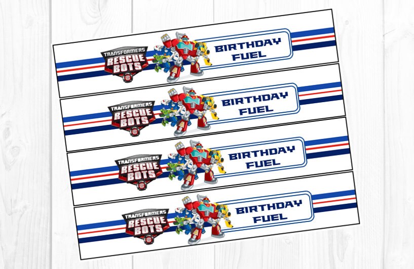 Printable Transformers Rescue Bots Birthday Water Bottle Labels - Etsy