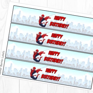 Printable Spider Man Birthday Water Bottle Labels