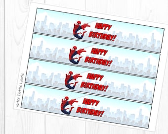 Printable Spider Man Birthday Water Bottle Labels