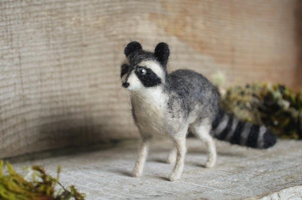 Needle Felted Raccoon Poseable Needle Felted Animal Etsy