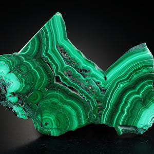 MALACHIET gepolijste plak – prachtig concentrisch patroon 78 g - 9,5 x 5,9 x 1,0 cm DR Congo - Katanga - Star of the Congo Mine