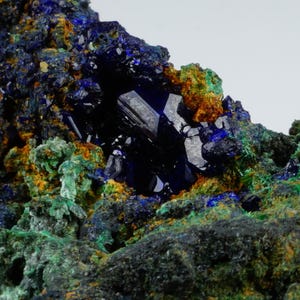 Azurite Malachite Specimen: Deep Blue Crystals, Liufengshan Mine