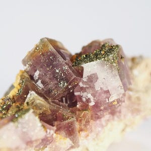 Fluorescent Fluorite With Pyrite - Beihilfe mine, Freiberg, Germany - 19 g