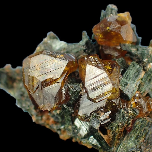 Andradite Garnet Mineral: Green Actinolite Crystals from unknown location