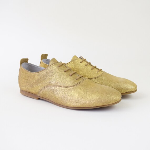 gold oxford shoes