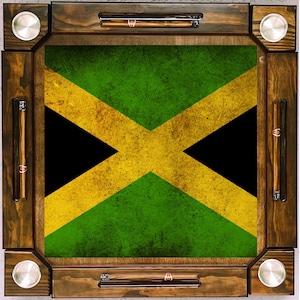 Wooden/wood domino table-Jamaica flag -Made in USA