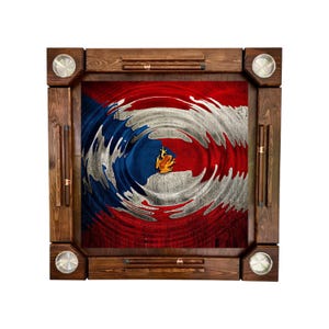 Wooden/wood domino table- Puerto Rico Flag - Wood Folding Legs - Made in USA