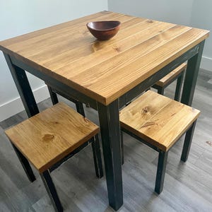 Handmade Farmhouse Square Dining Table- Solid Wood -Rustic table-Dining set with benches -Table with benches-Distressed -Ready to ship