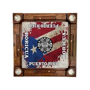 Wooden/wood domino table Puerto Rico Flag - Wood Folding Legs - Made in USA
