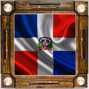 Wooden/wood domino table-Dominican Republic flag-Made in USA