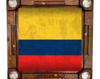 Full-size Handmade Wooden/wood domino table Colombia Flag - Wood Folding Legs - Made in USA