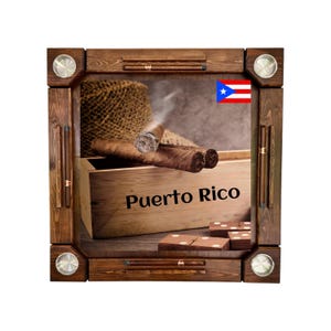 Handmade Wooden/wood domino table - Puerto Rico Flag - Wood Folding Legs - Made in USA