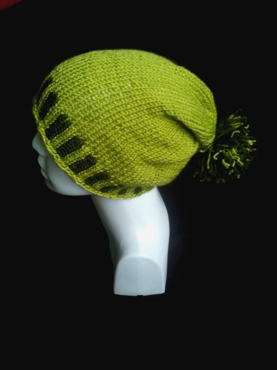 Green Knit Beanie Knit Womens Green Winter Cap Green Knitted Etsy
