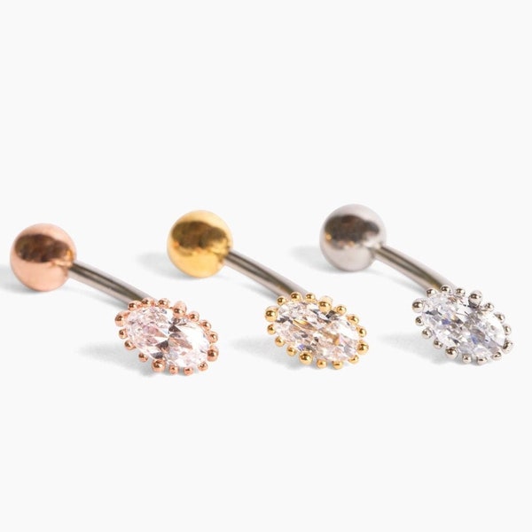 NEW! • Oval Navel Ring • Floating Belly Ring • Dainty Navel Ring • Oval Stone Belly Rings • Simple Trendy Belly Rings • Dainty Body Jewelry