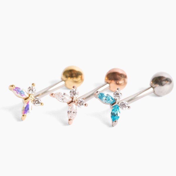 Y2K • CZ Sparkly Butterfly Navel Ring • Gold Floating Moonstone Belly Rings • Simple Silver Floatie Belly Rings • Trendy Dainty Body Jewelry